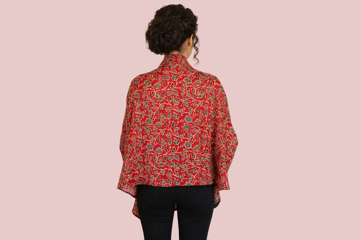 Eden luxurious Modal Silk in floral pattern - back view on woman