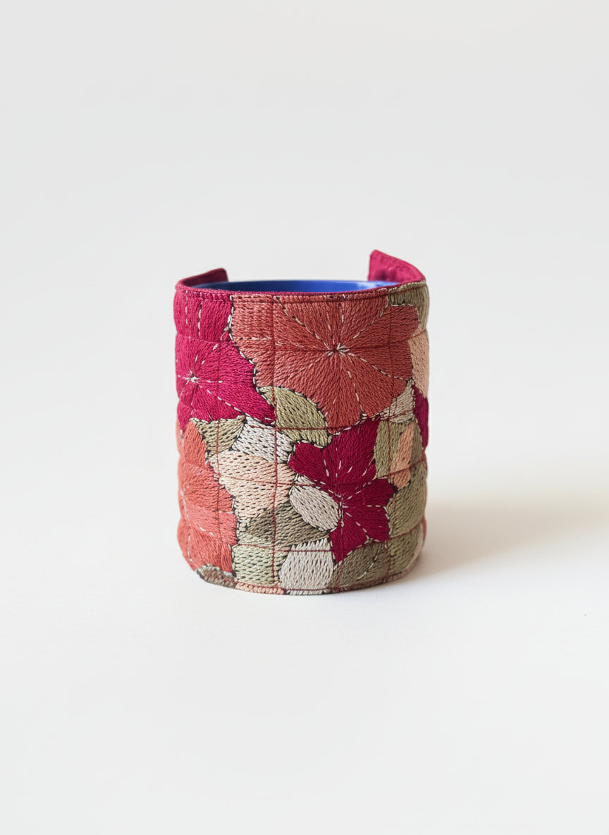Fall Leaves - front - kantha coffee-tea cup cozy