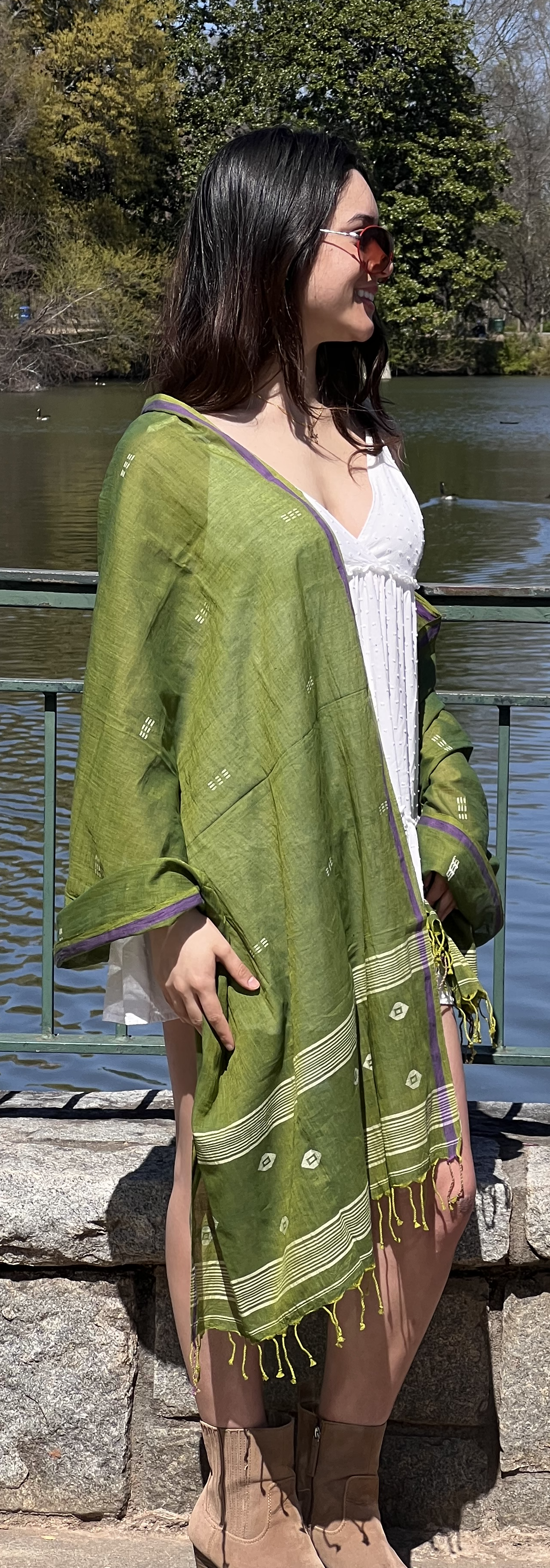 Coral Reef Jamdani Muslin Scarf
