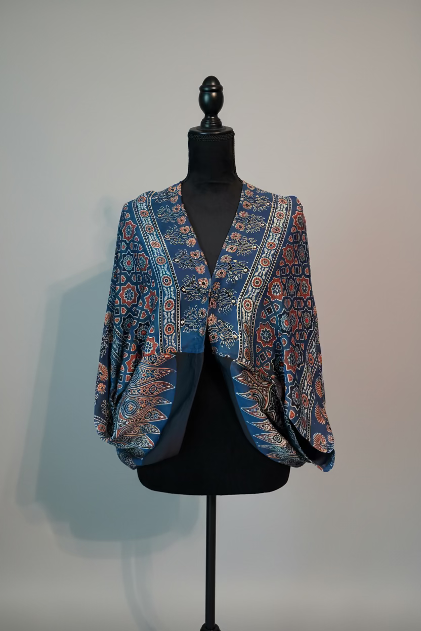 Flora - Ajrakh Modal Silk shrug - All Season