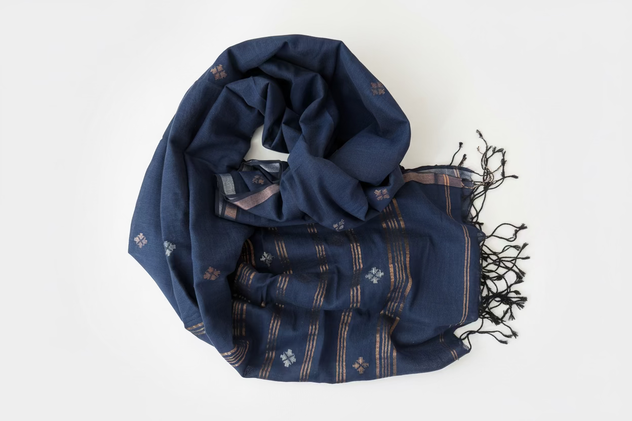 Zari Floral Boota Luxury Jamdani Muslin Scarf