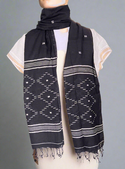 Black Beauty Jamdani Scarf