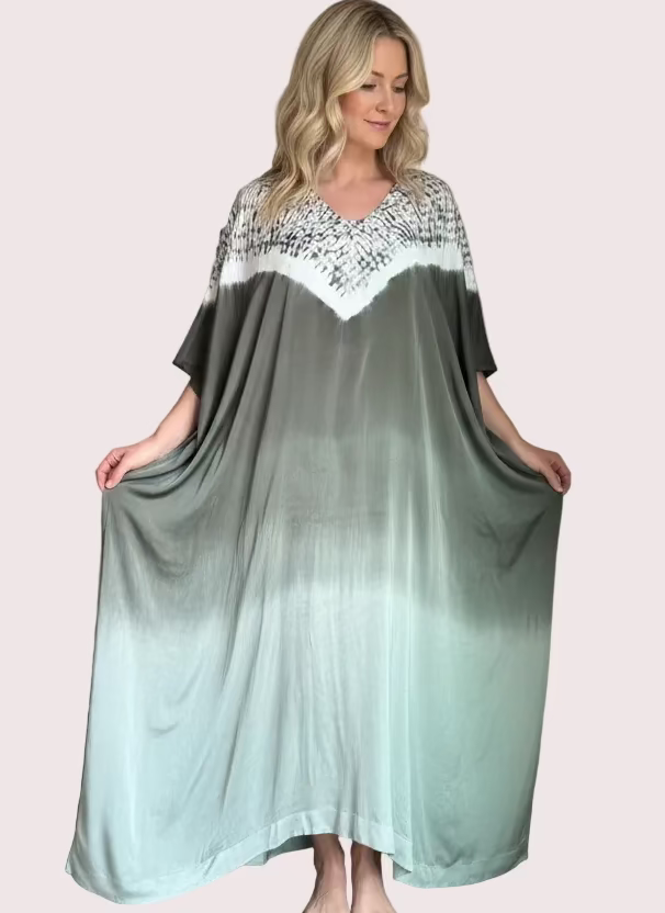 Modal Silk kaftan Shibori - grey