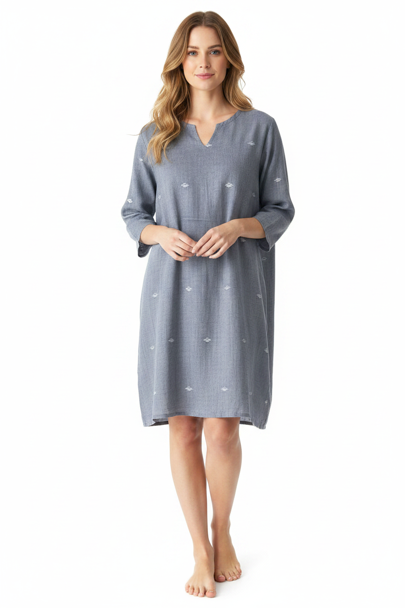 Monsoon jamdani muslin dress on a woman