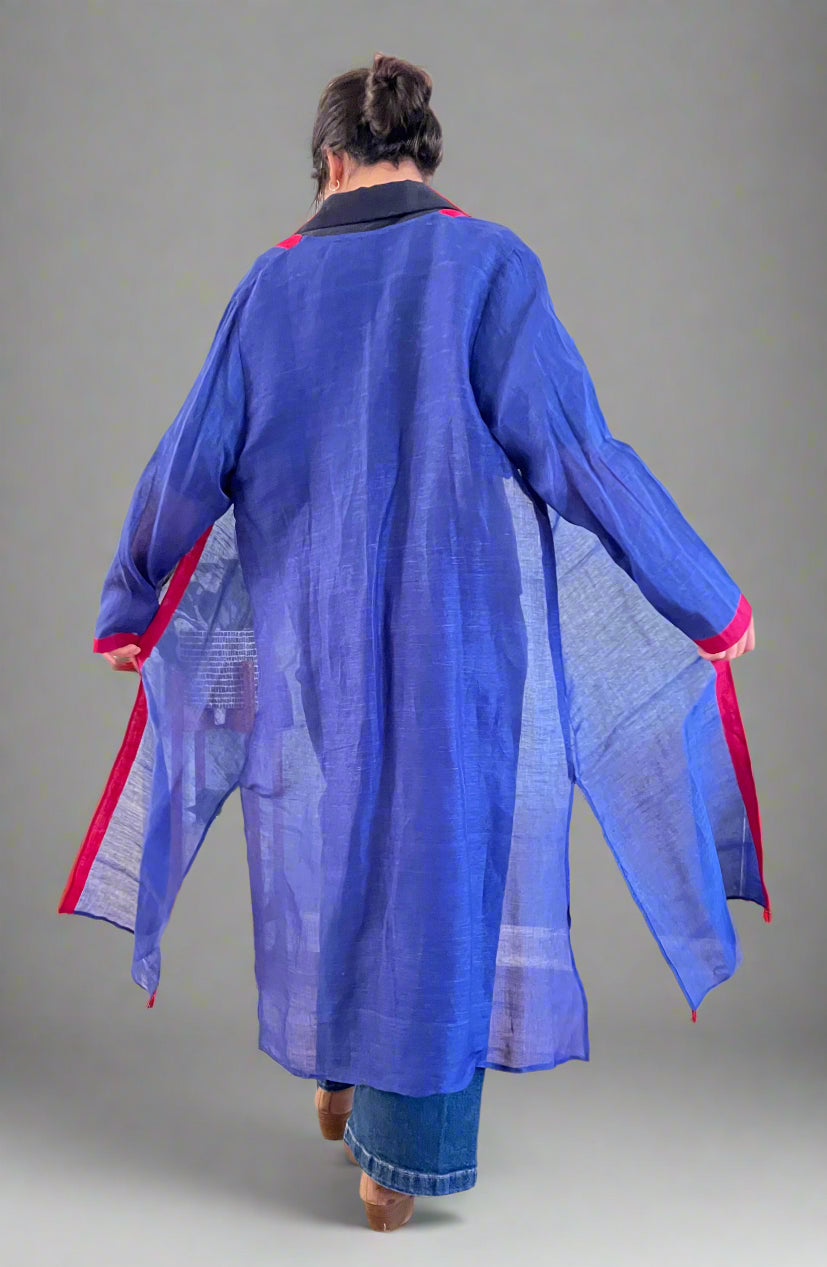 Neela Kimono - back-linen-cotton-cobaltblue