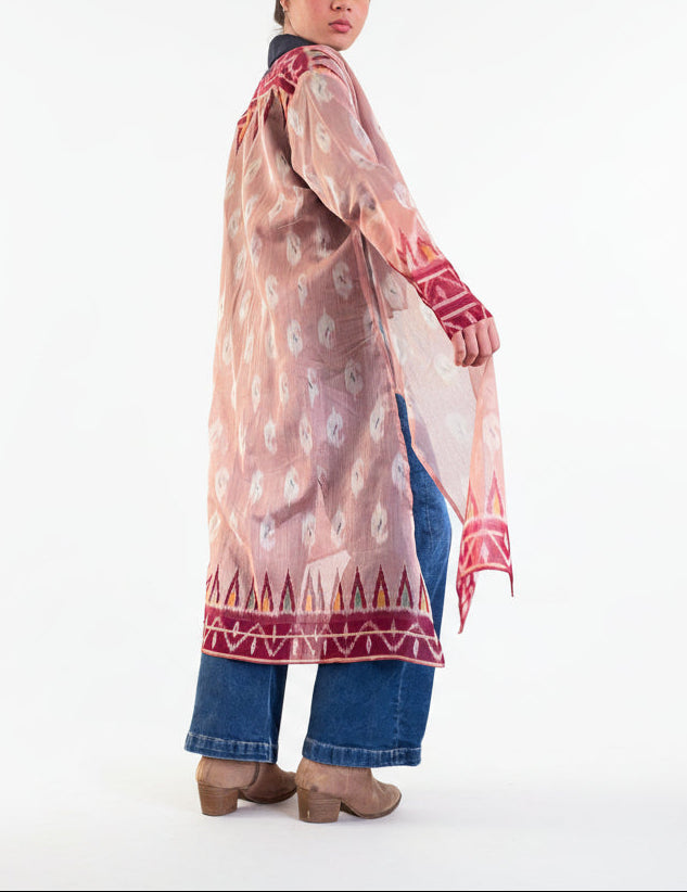 Odhisa Ikat Silk Kimono - back-saree-reimagined