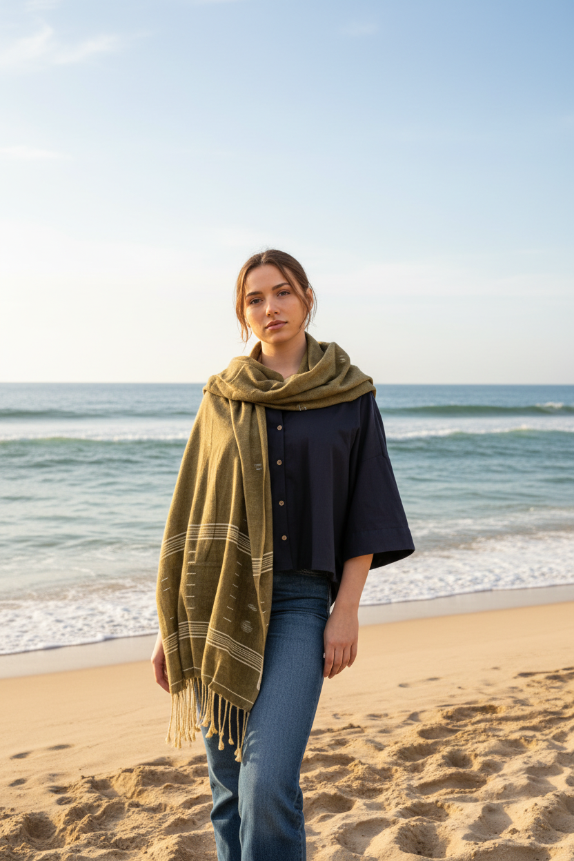 Olive Luxury Jamdani Muslin Scarf