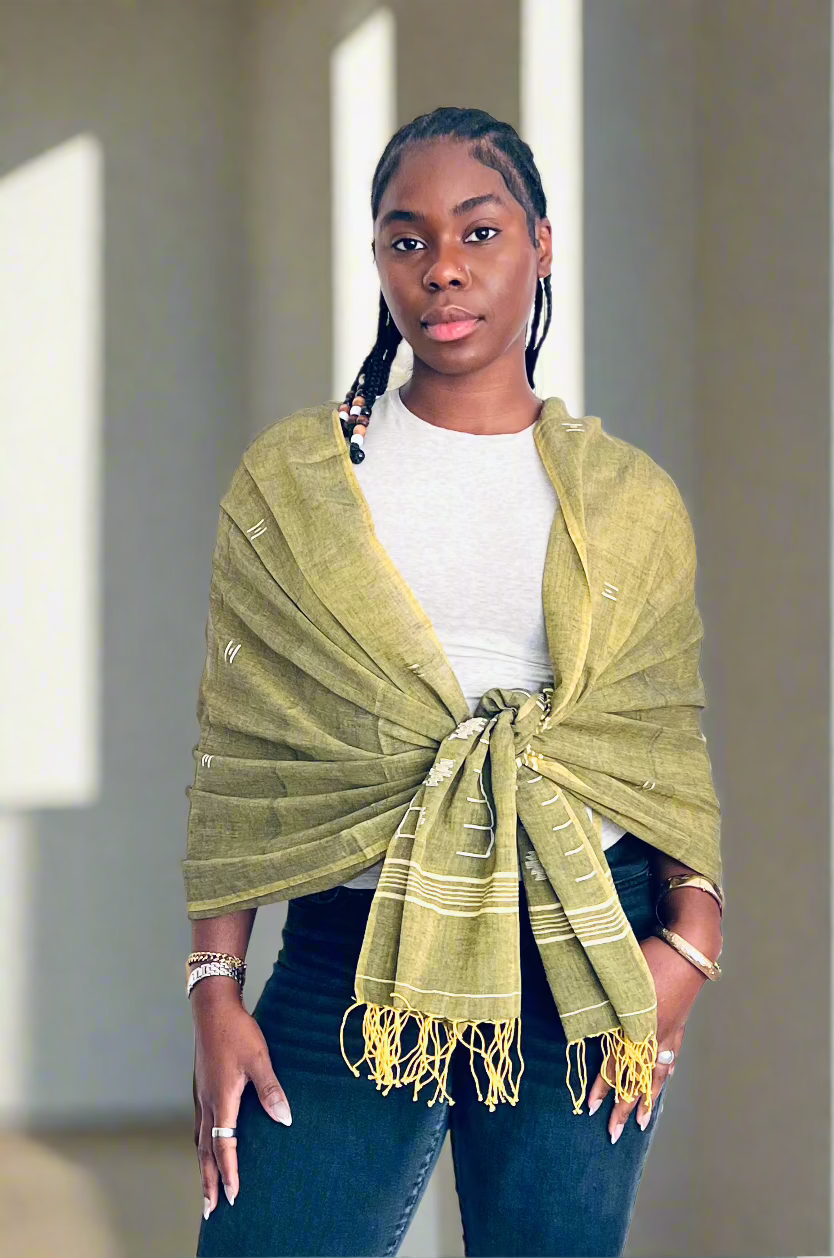 Olive Jamdani Scarf