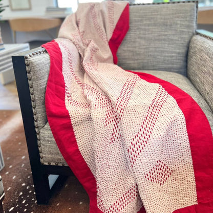 Cardinal Cotton Kantha Throw Quilt