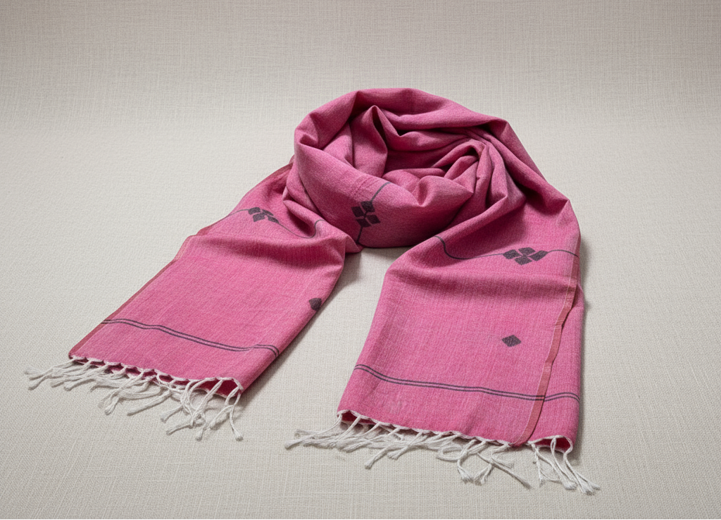 Rose Gold scarf with black patterns 