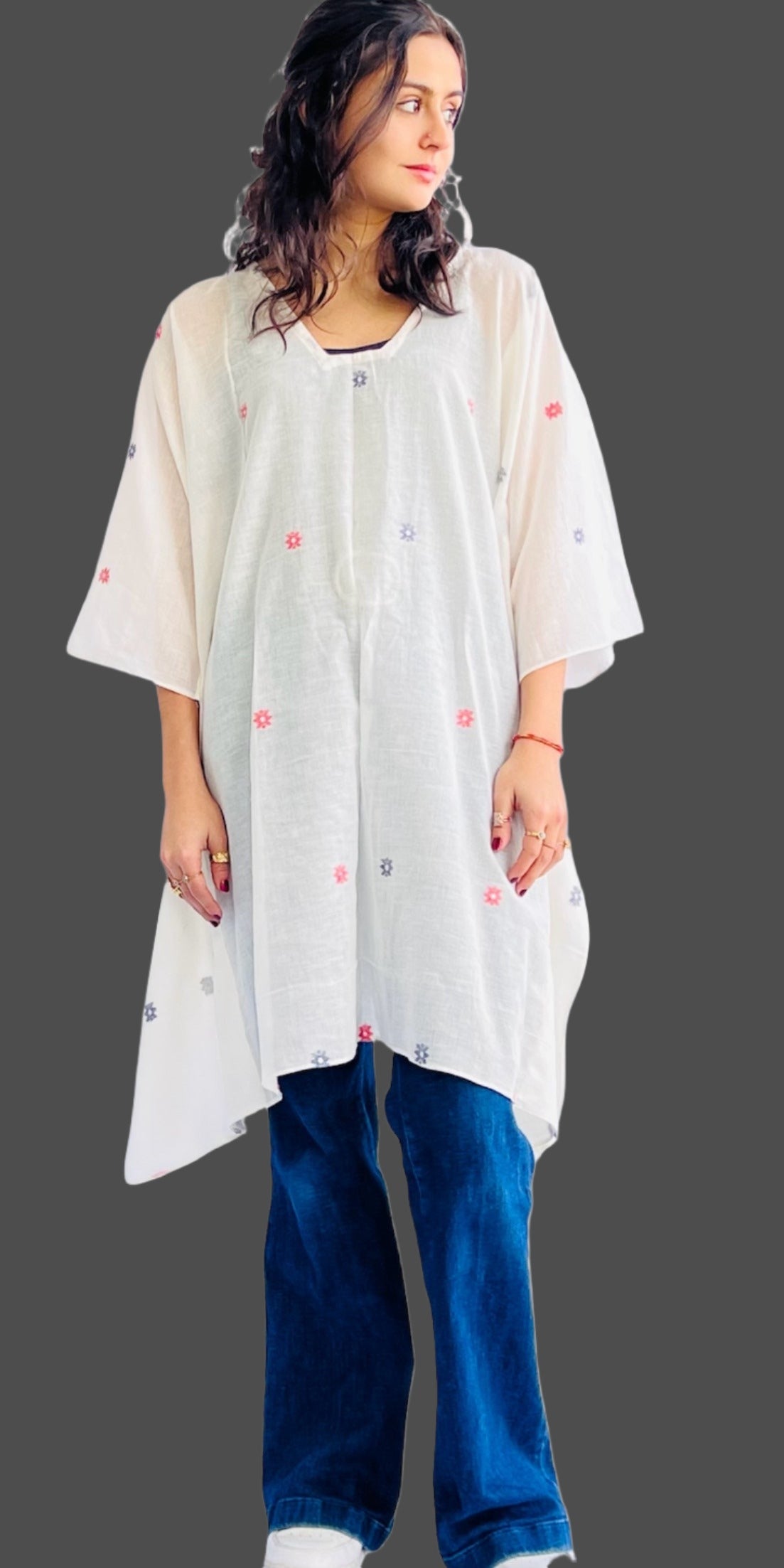 Snowflake Jamdani Kaftan/Coverall