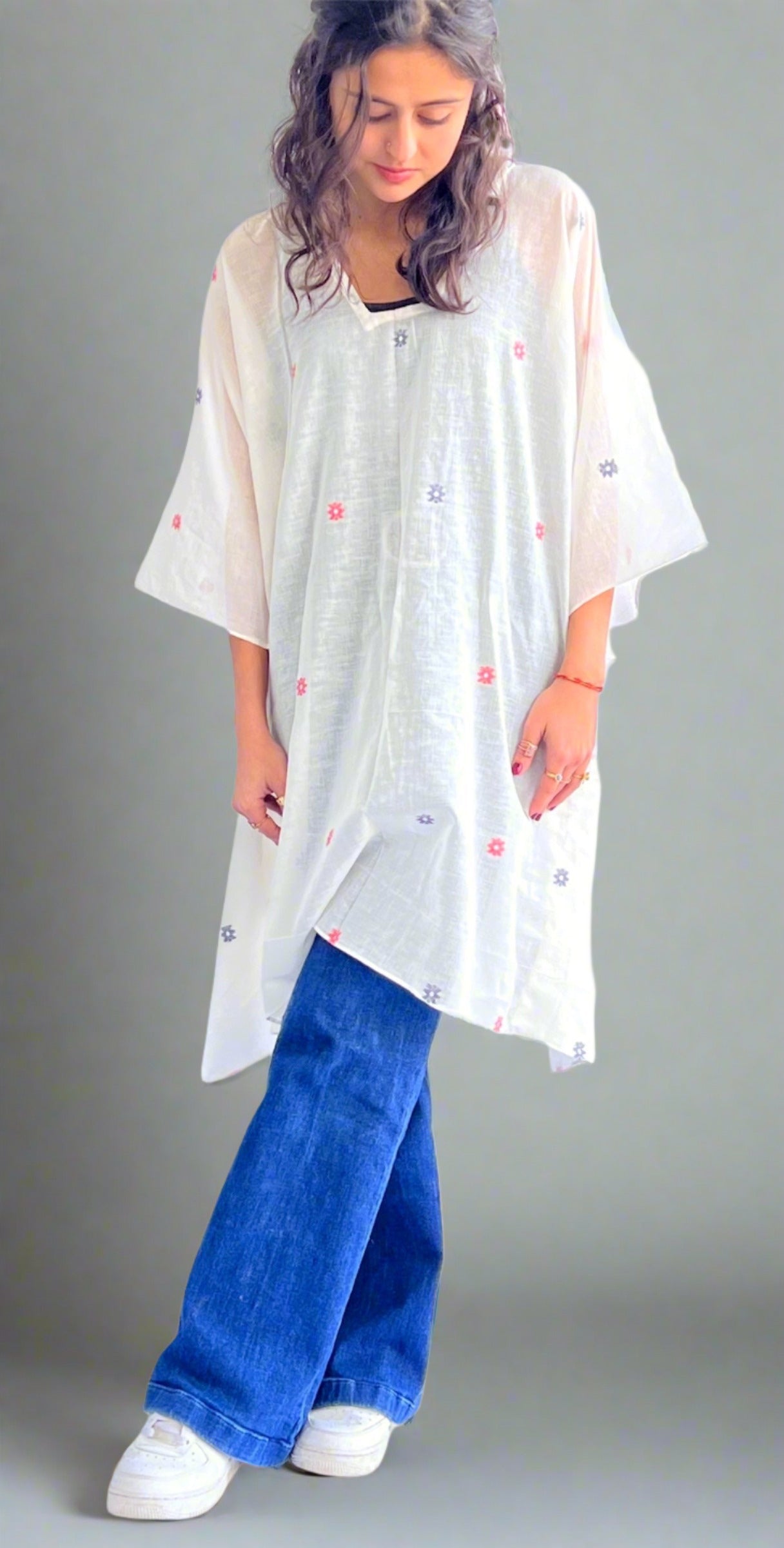 Snowflake Jamdani Kaftan/Coverall