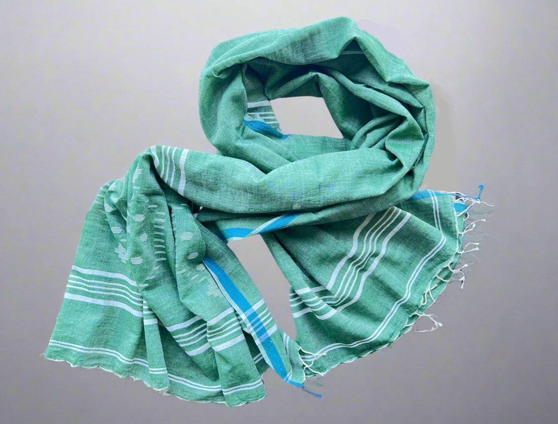 Sea Jamdani Muslin Scarf