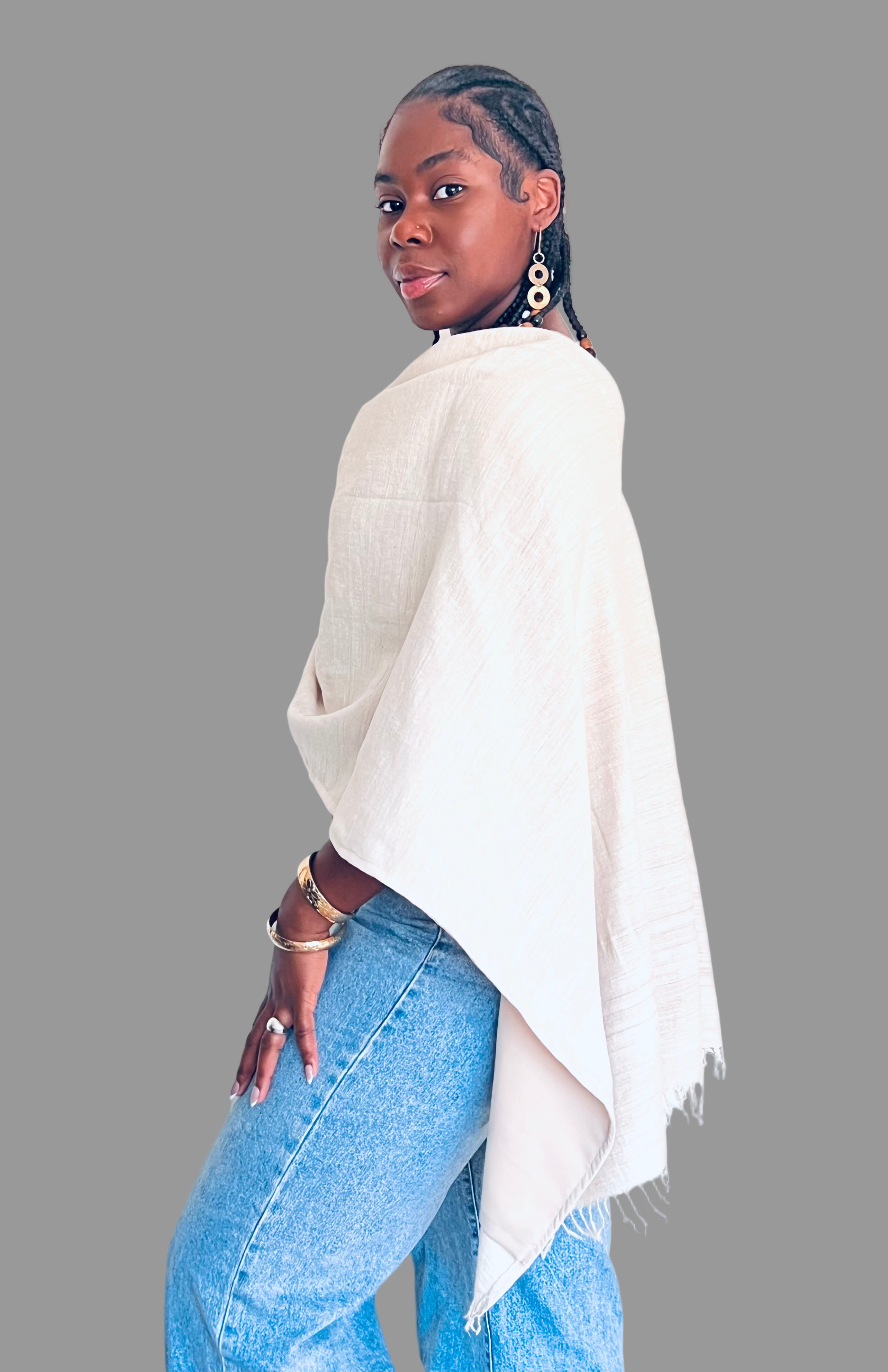 Snowflake Vegan Silk cape Side