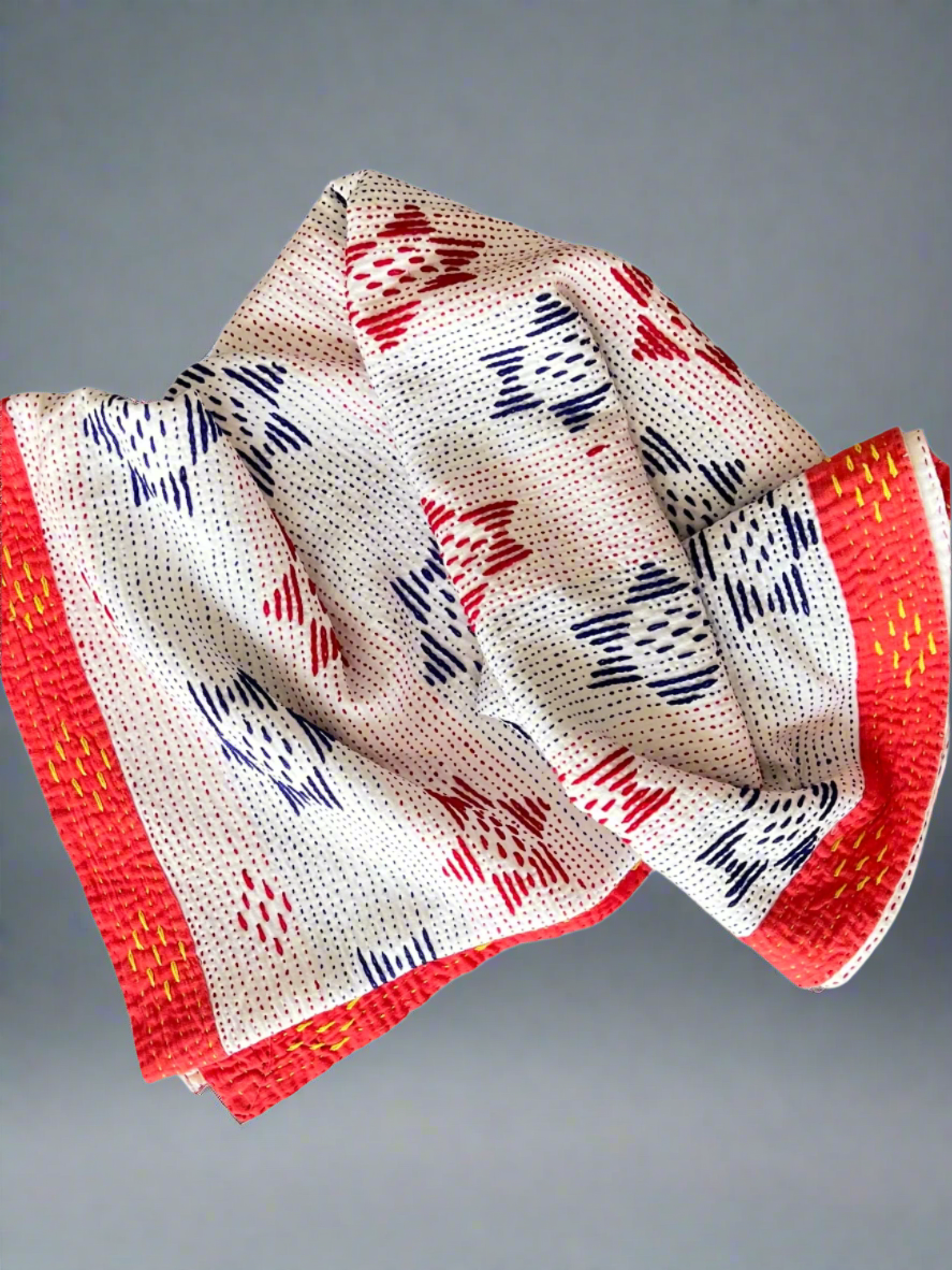 Tara Cotton Kantha Throw Quilt