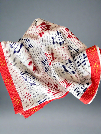 Tara Cotton Kantha Throw Quilt