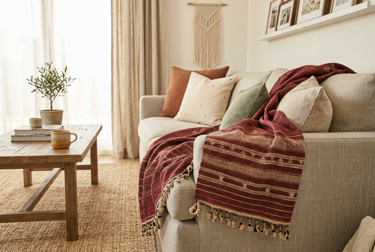 Kutch Jalboota Fine Vegan Silk-Wool Luxury Throw