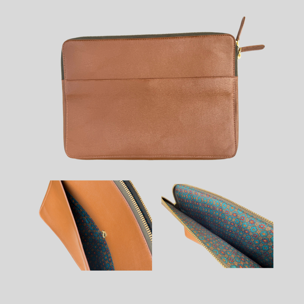 Wholesale Vegan & Sustainable Gift Collection - Design# C24/03/26 Mustard Brown Laptop Case