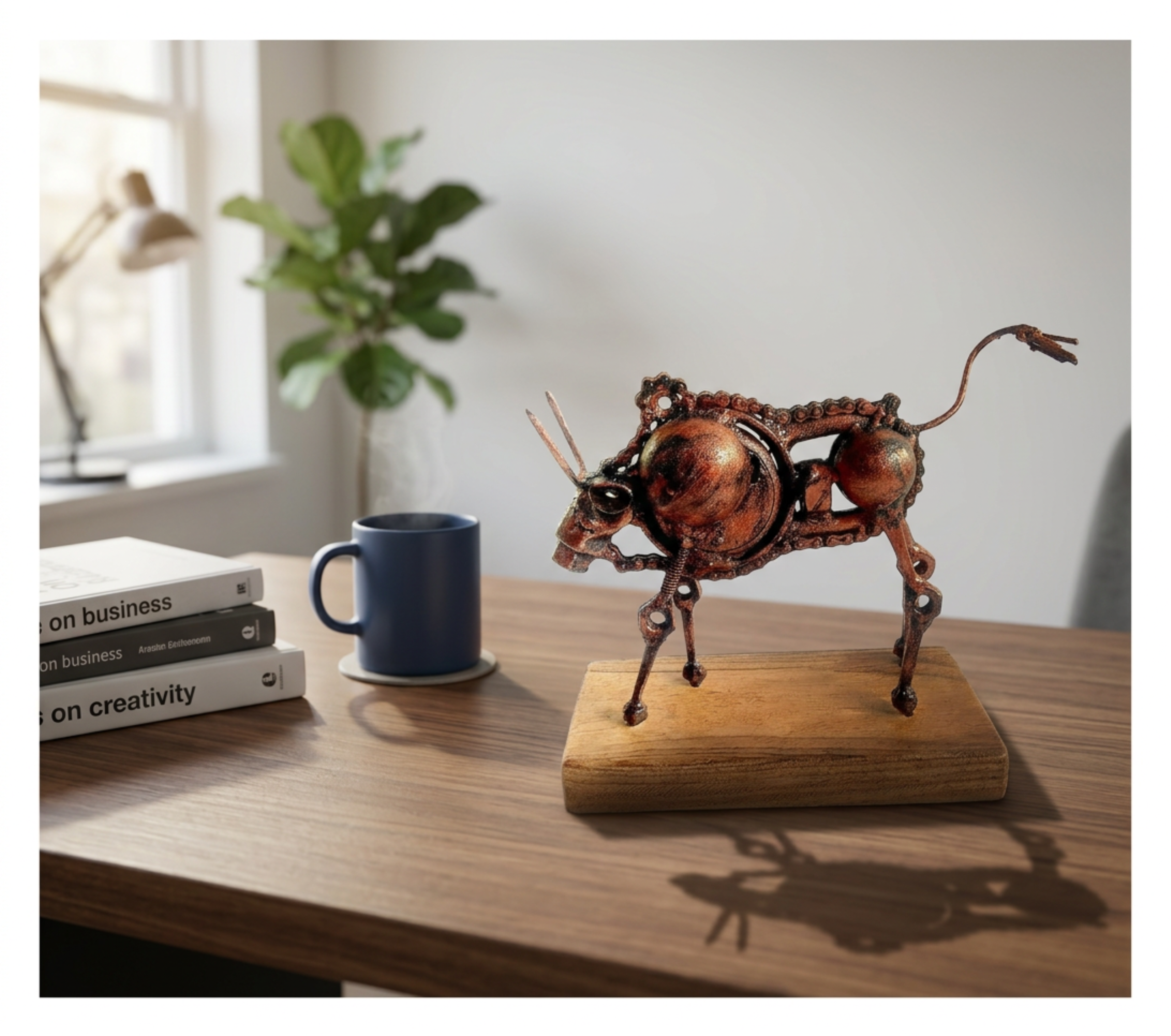 Charging Bull - Sculptural Art - repurposed metal