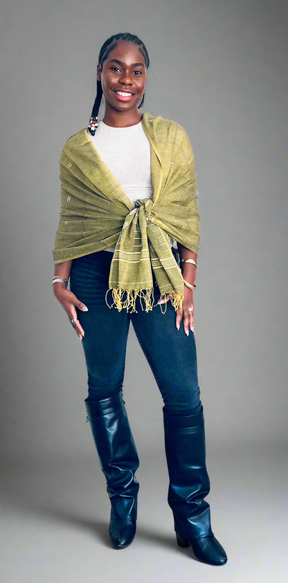 Olive Jamdani Scarf