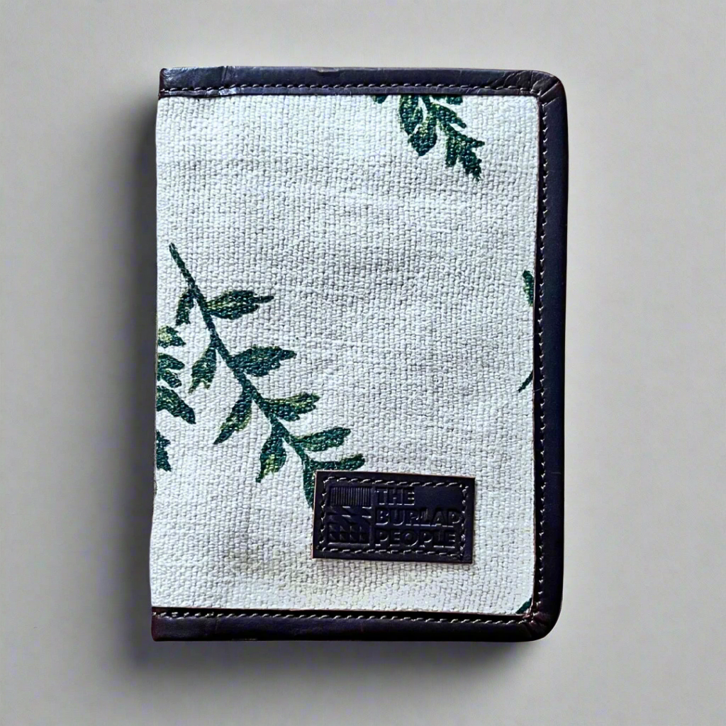 Burlap Block printed Passport cover