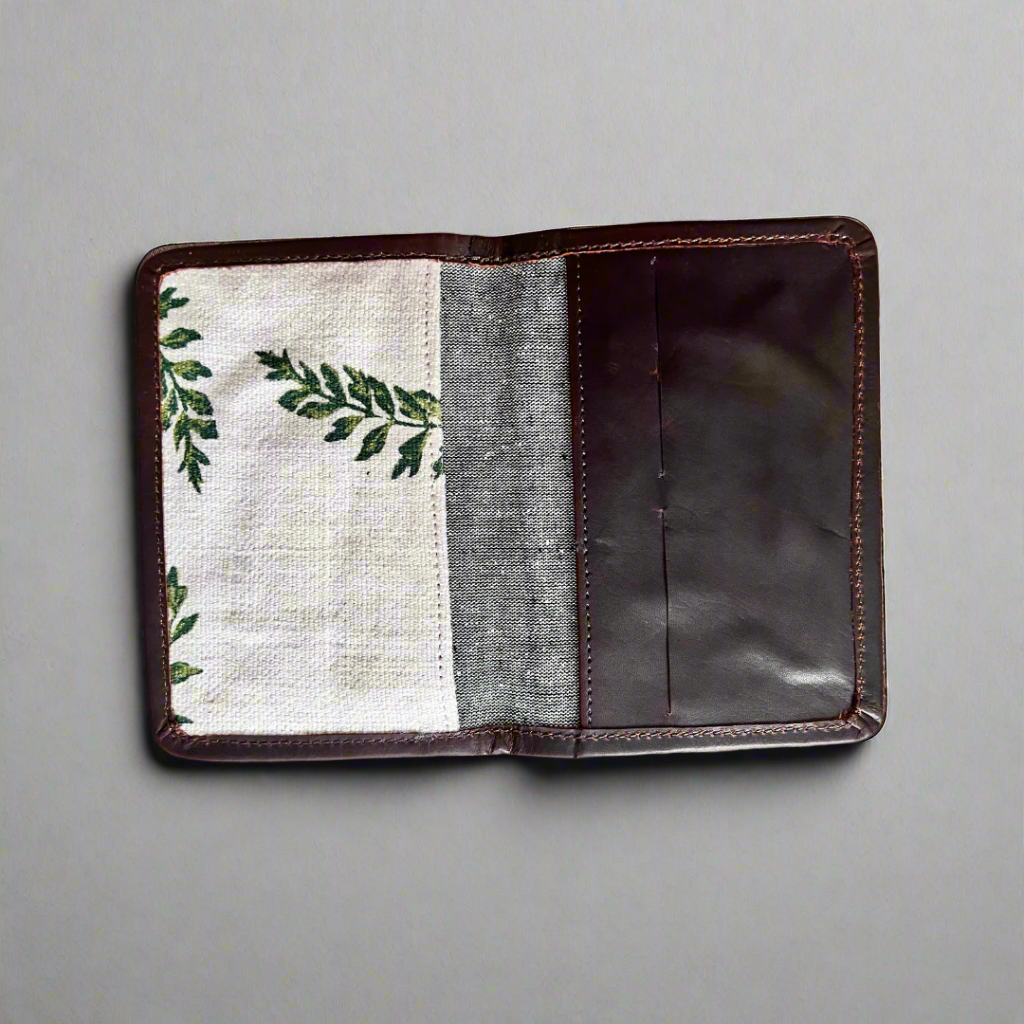 Burlap Block printed Passport cover